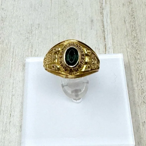 SUAREZ 18K Emerald school ring, University de la Salle, 5.1g